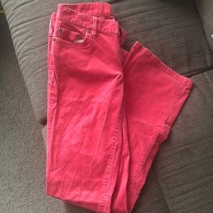 Coral red corduroy pants
